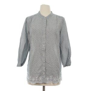LOGO Lori Goldstein Women's Pinstripe Embroidered Button Up Shirt Top Size Small